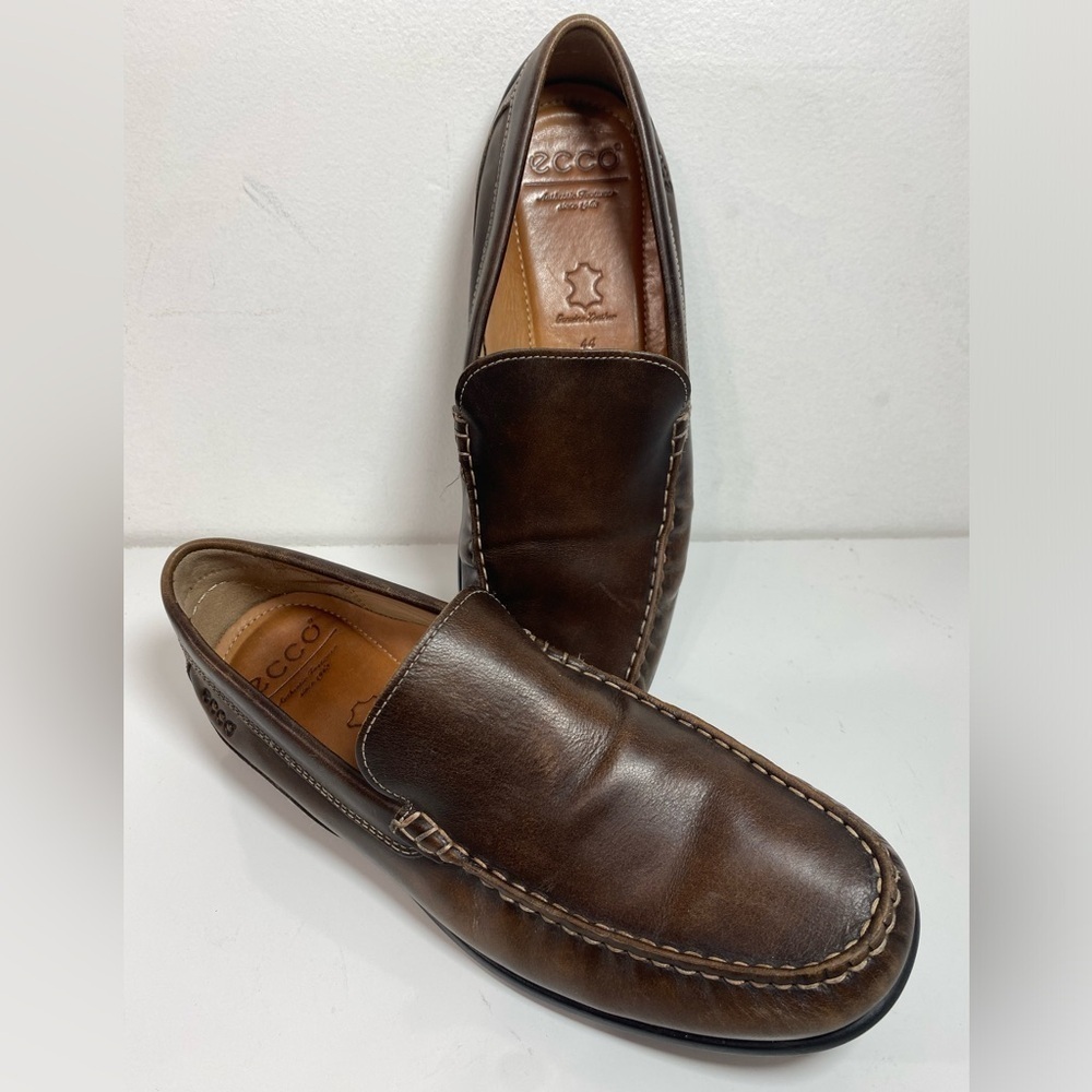 Ecco Shoes‎ Classic Moc Loafers Flats Slip On Brown Leather Men’s 44